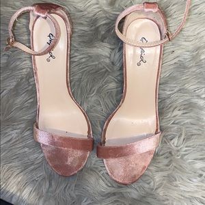 Blush suede heels